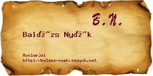 Balázs Nyék névjegykártya